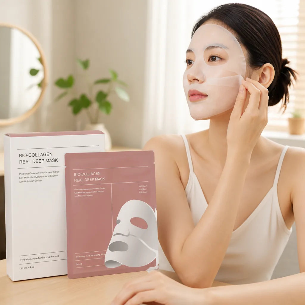 Sheet Mask Low-Molecular Collagen Niacinamide & Hyaluronic Acid 4-Pack