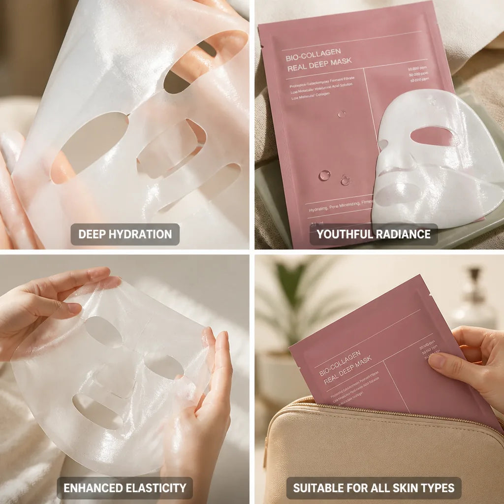 Sheet Mask Low-Molecular Collagen Niacinamide & Hyaluronic Acid 4-Pack