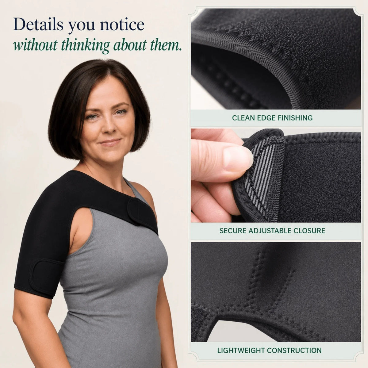 Shoulder Brace Adjustable Multi-Directional Compression Breathable & Low-Profile
