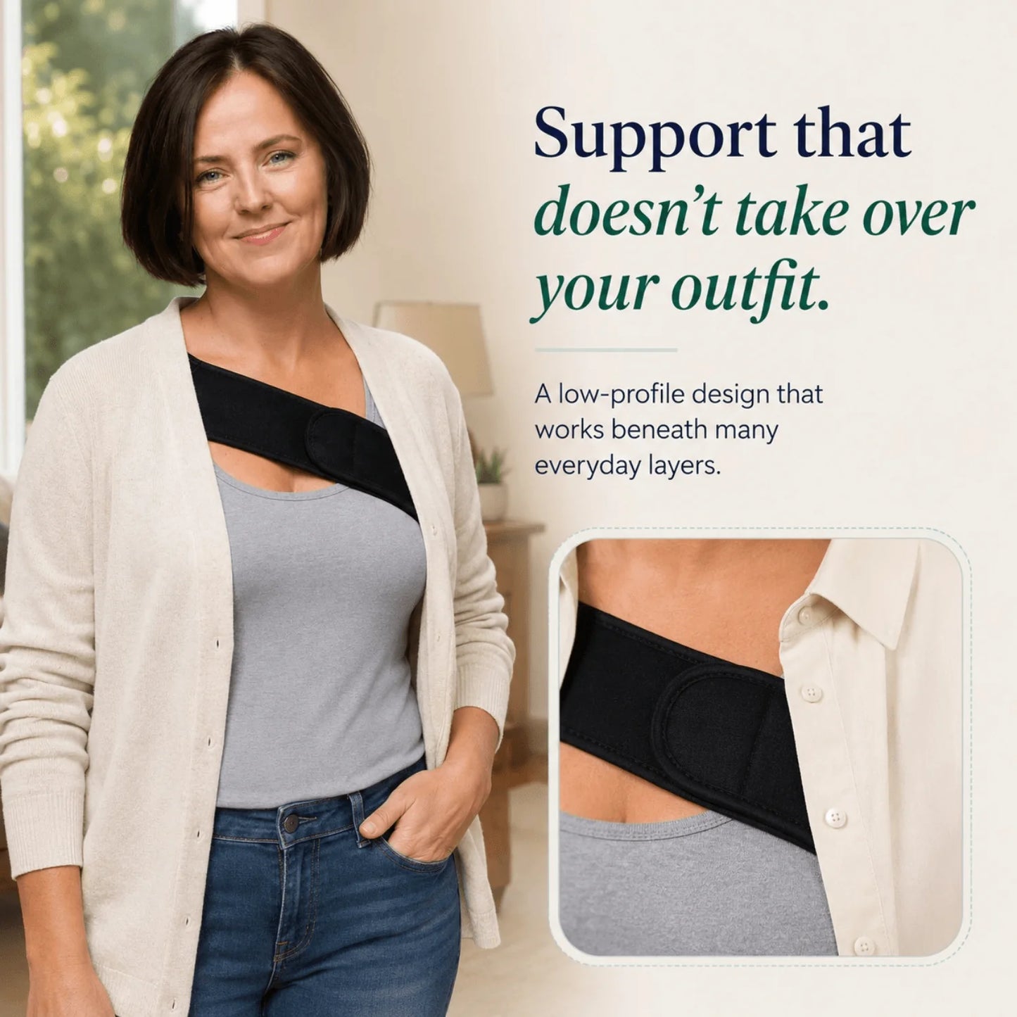Shoulder Brace Adjustable Multi-Directional Compression Breathable & Low-Profile