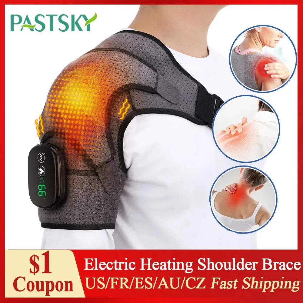 Shoulder Brace Cordless Rechargeable Adjustable Heat & Vibration