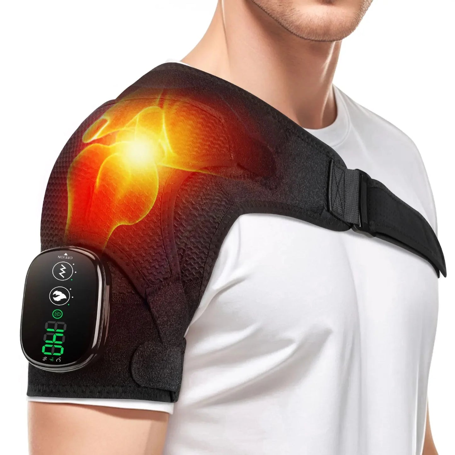 Shoulder Brace Cordless Rechargeable Adjustable Heat & Vibration
