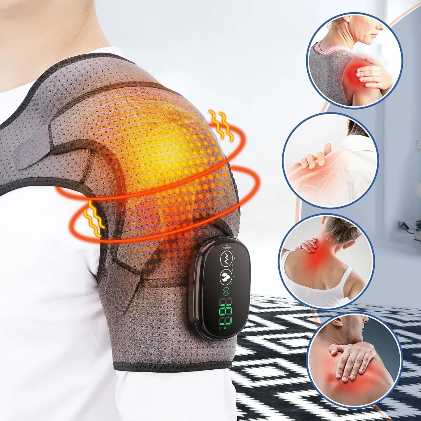 Shoulder Heating Pad Cordless Rechargeable Heat & Vibration