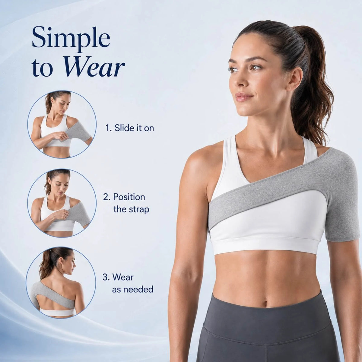 Shoulder Support Strap Breathable Bamboo Charcoal Light Compression