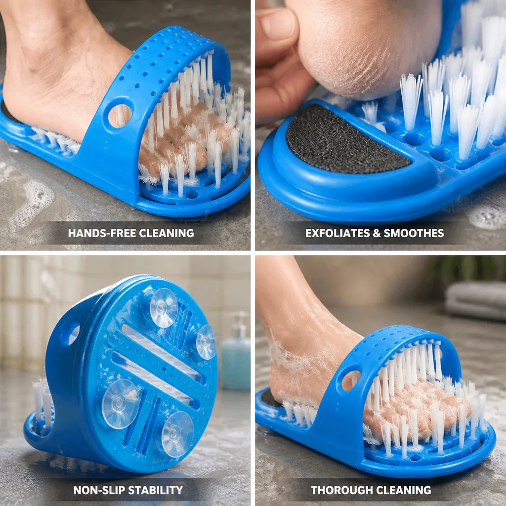 Shower Foot Scrubber Hands-Free Soft Bristles & Pumice