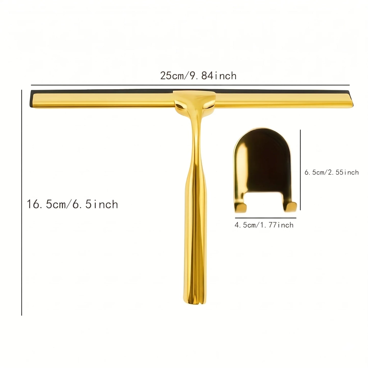 Shower Glass Squeegee Brass Streak-Free Wall-Mount Hook