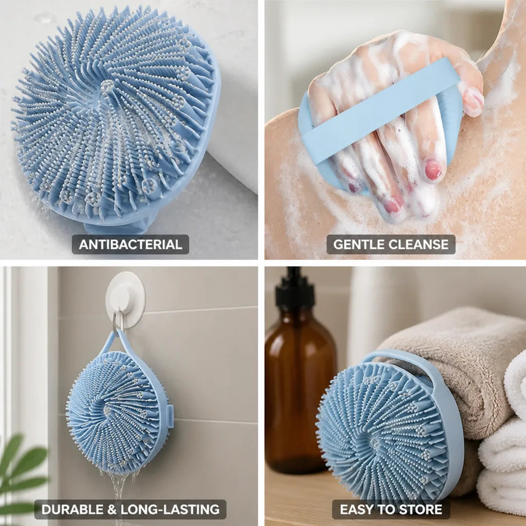 Shower Scrubber Soft Silicone Antimicrobial 2-Pack