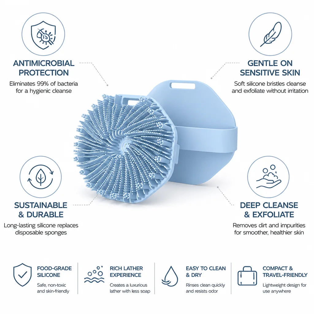 Shower Scrubber Soft Silicone Antimicrobial 2-Pack