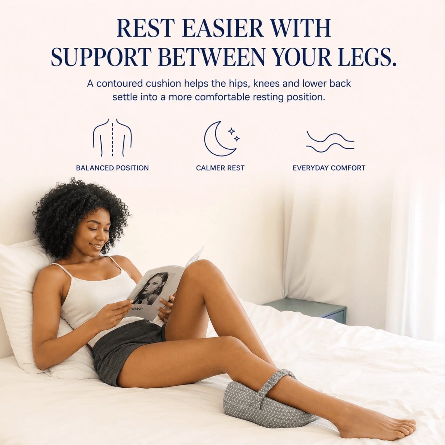Side-Sleeper Knee Pillow Contoured Memory Foam