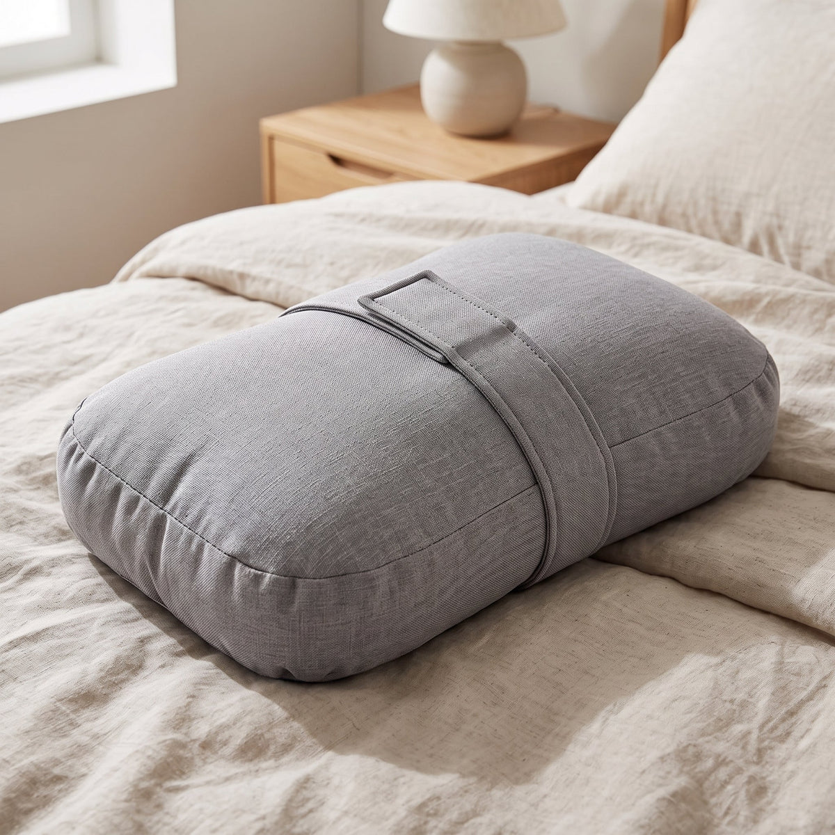 Side Sleeper Knee Pillow Contoured Plush Adjustable Strap
