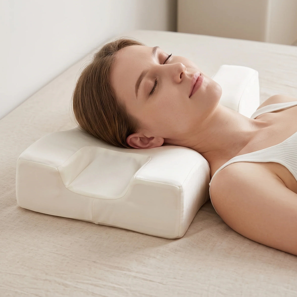 Side Sleeper Pillow Contoured Memory Foam Breathable Cover
