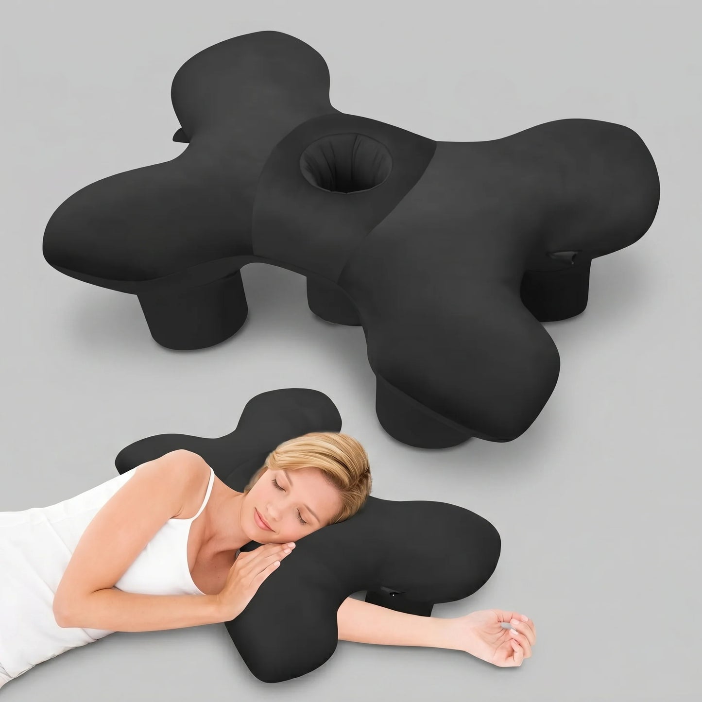 Side Sleeper Pillow Ergonomic Ear Hole & Neck Support