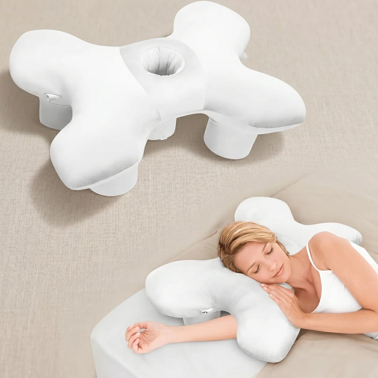 Side Sleeper Pillow Ergonomic Ear Hole & Neck Support