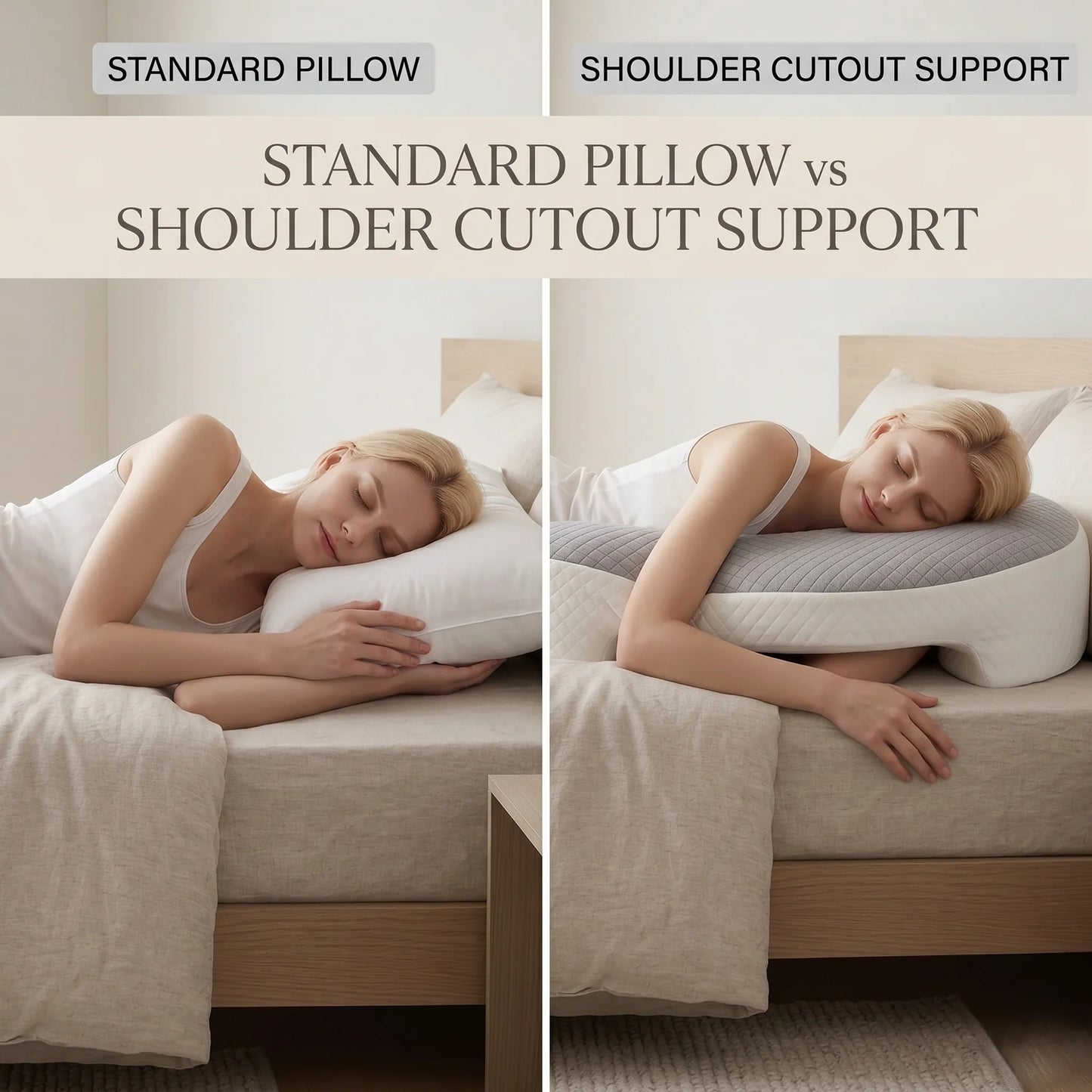 Side Sleeper Pillow Ergonomic Shoulder Cutout Memory Foam