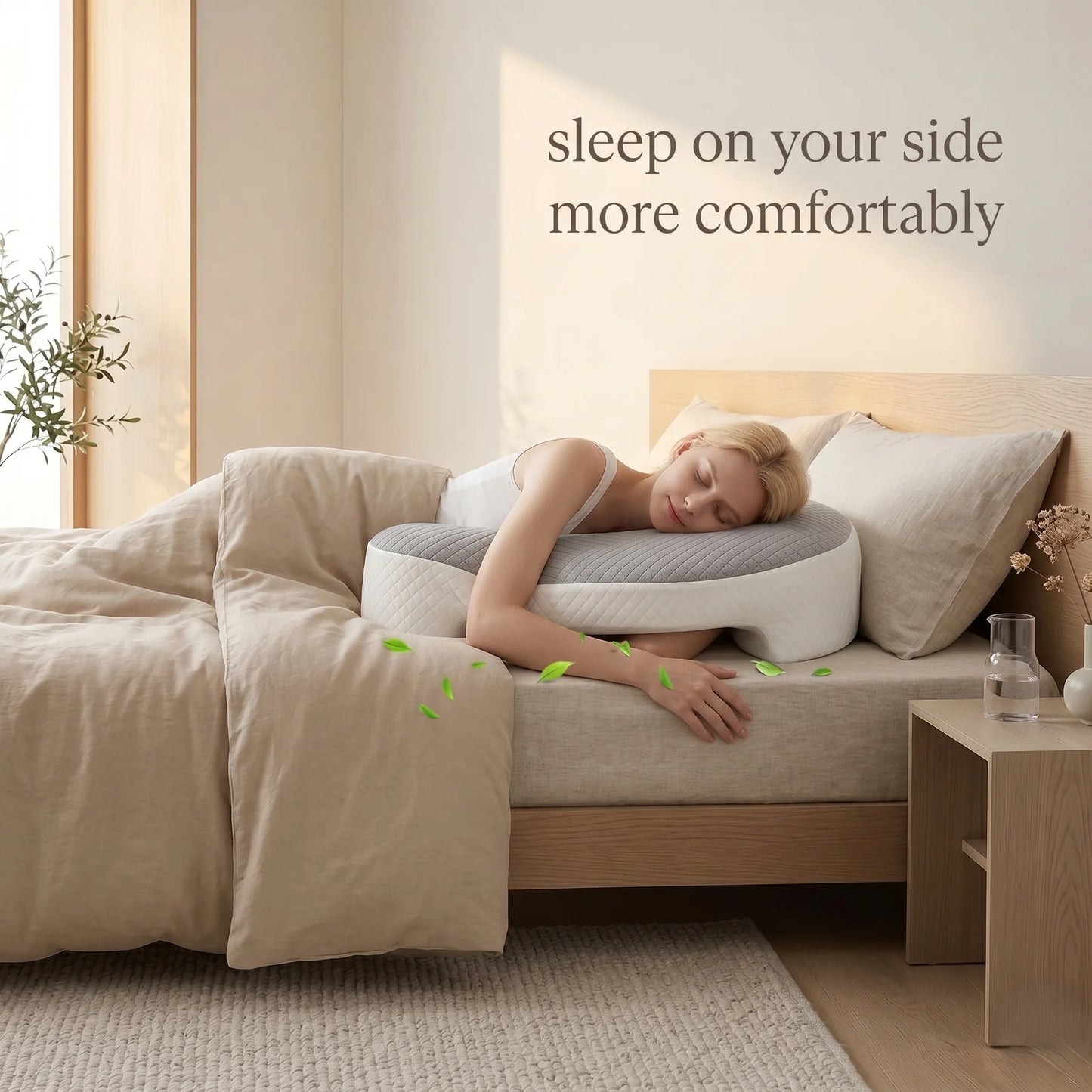 Side Sleeper Pillow Ergonomic Shoulder Cutout Memory Foam