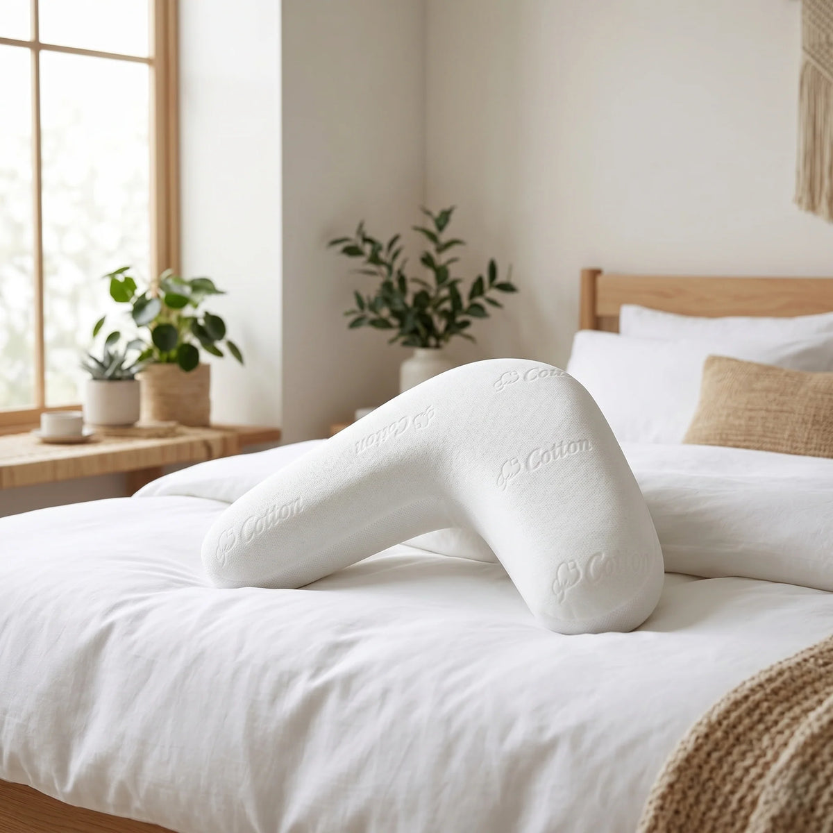 Side Sleeping Pillow Ergonomic V-Shape Memory Foam