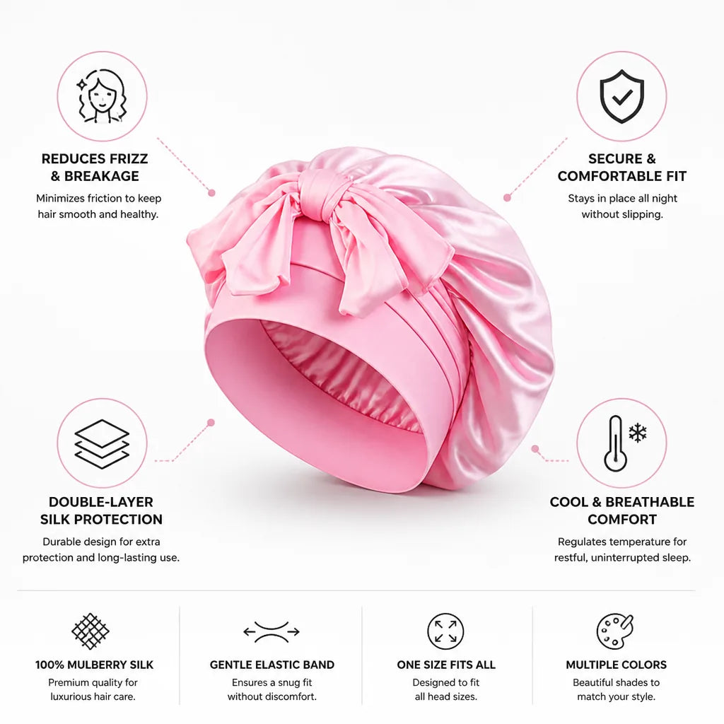 Sleep Bonnet Double-Layer Mulberry Silk Secure Fit