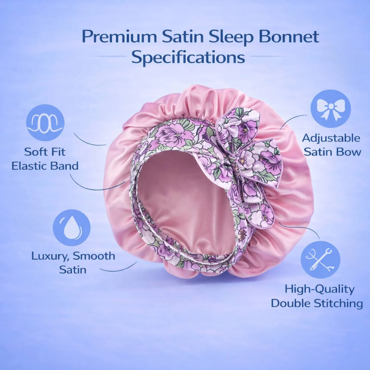 Sleep Bonnet Satin Wide Tie Long Tail