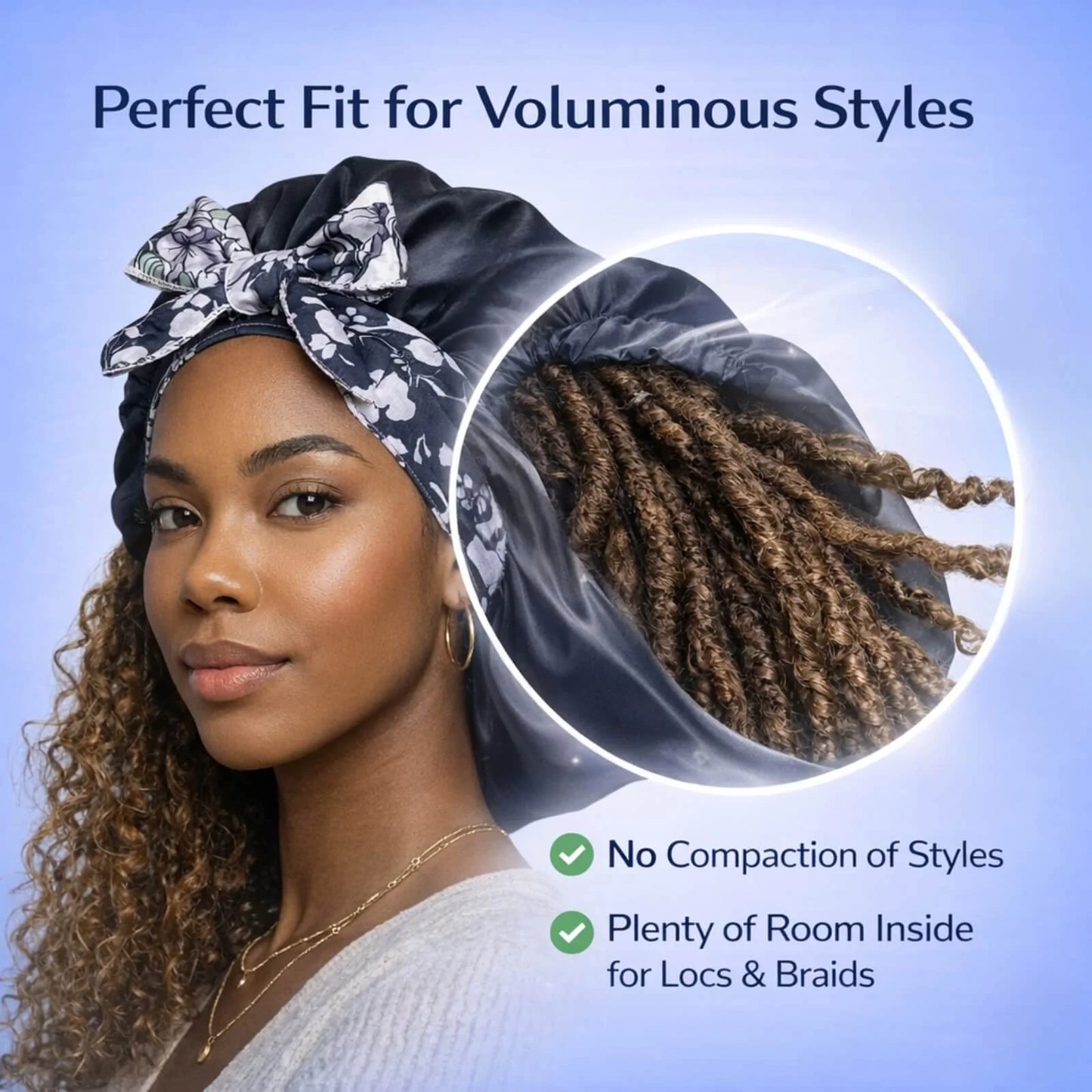 Sleep Bonnet Satin Wide Tie Long Tail