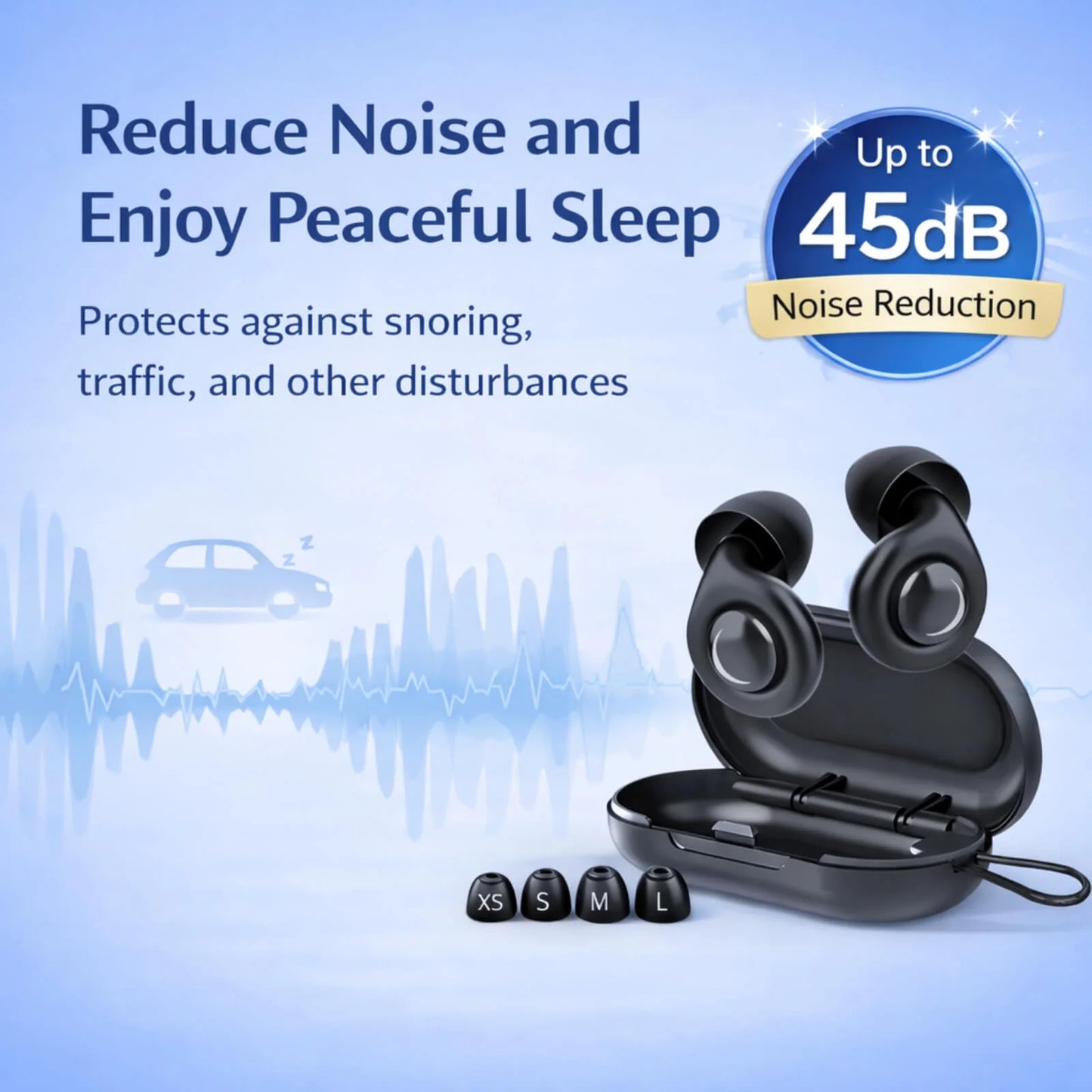 Sleep Earplugs Ergonomic Low-Profile Noise-Reducing Silicone