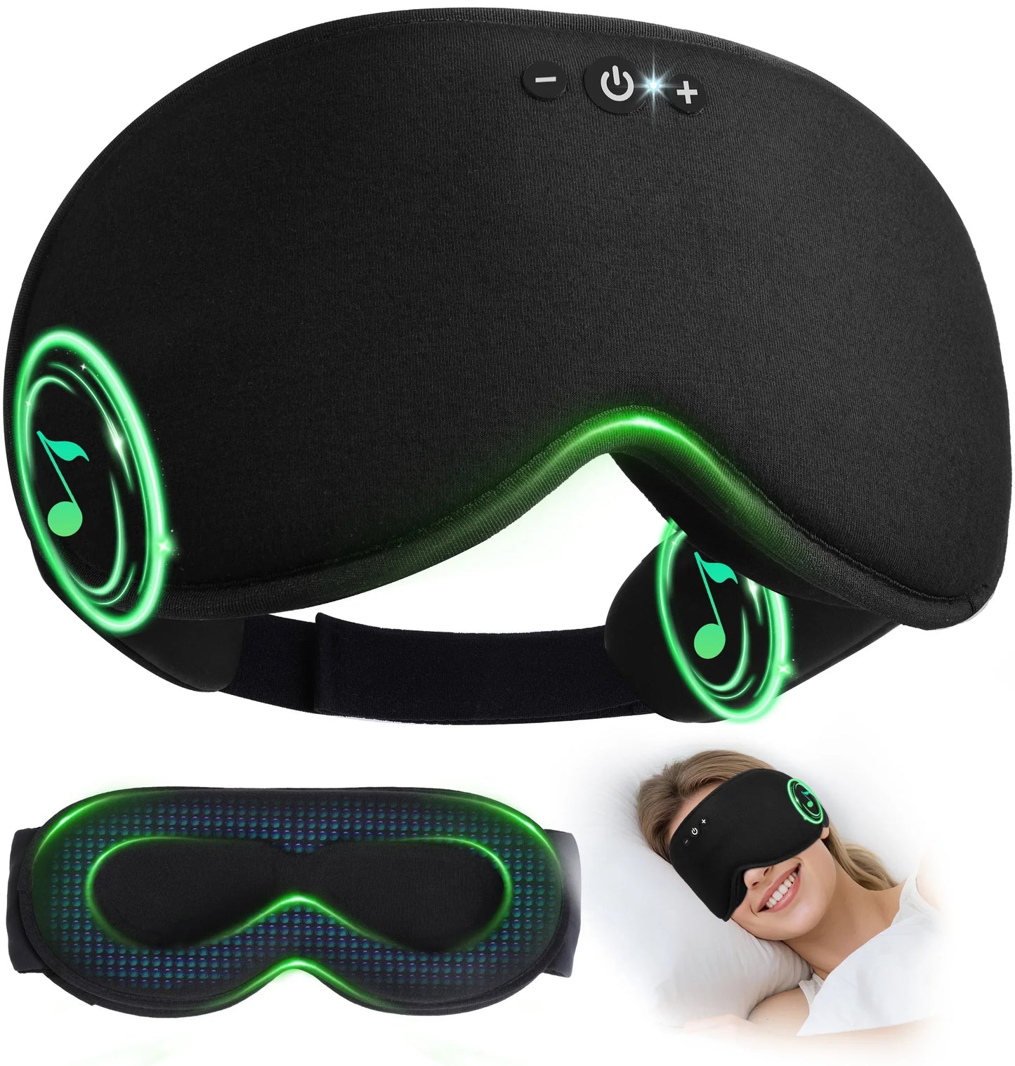 Sleep Mask 3D Contour Light-Blocking Bluetooth Audio