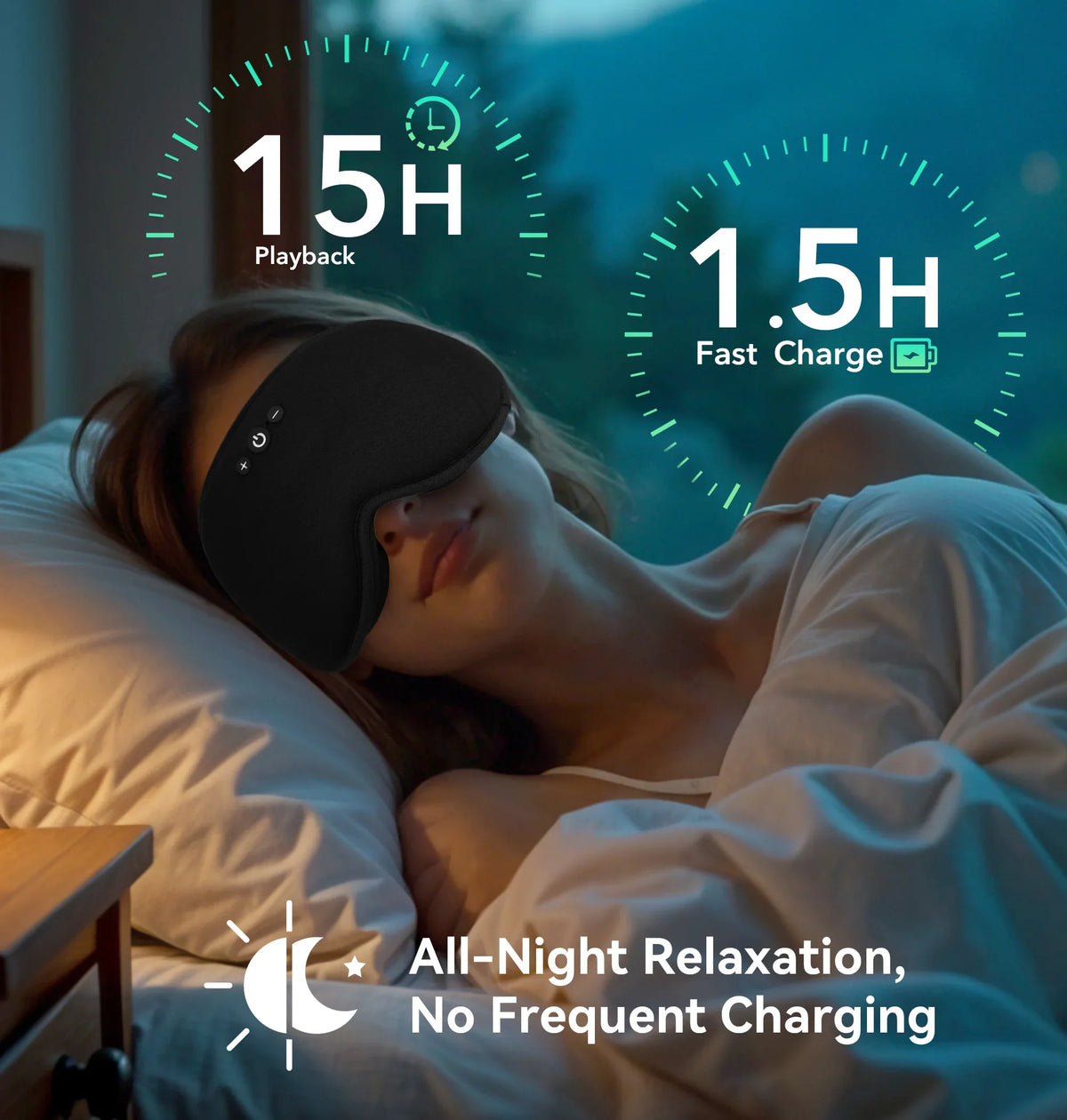 Sleep Mask 3D Contour Light-Blocking Bluetooth Audio
