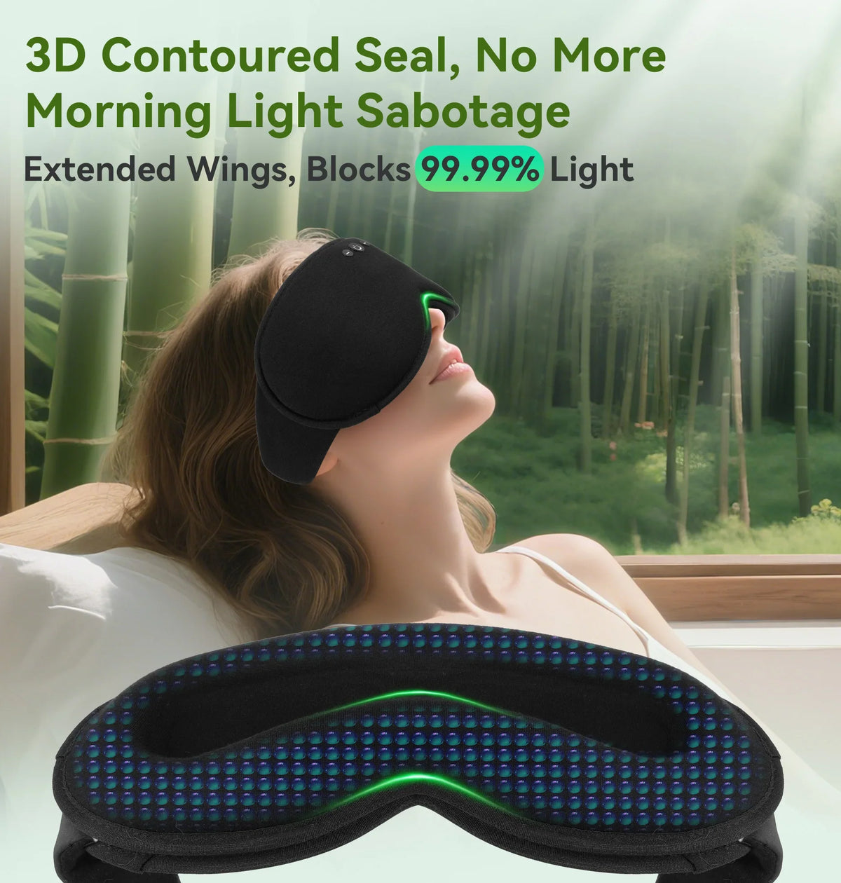 Sleep Mask 3D Contour Light-Blocking Bluetooth Audio