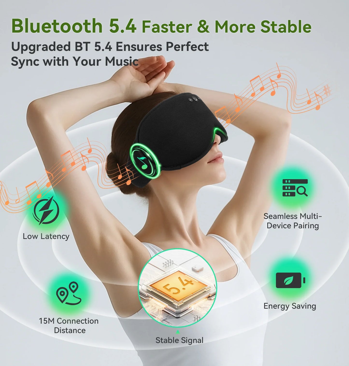 Sleep Mask 3D Contour Light-Blocking Bluetooth Audio