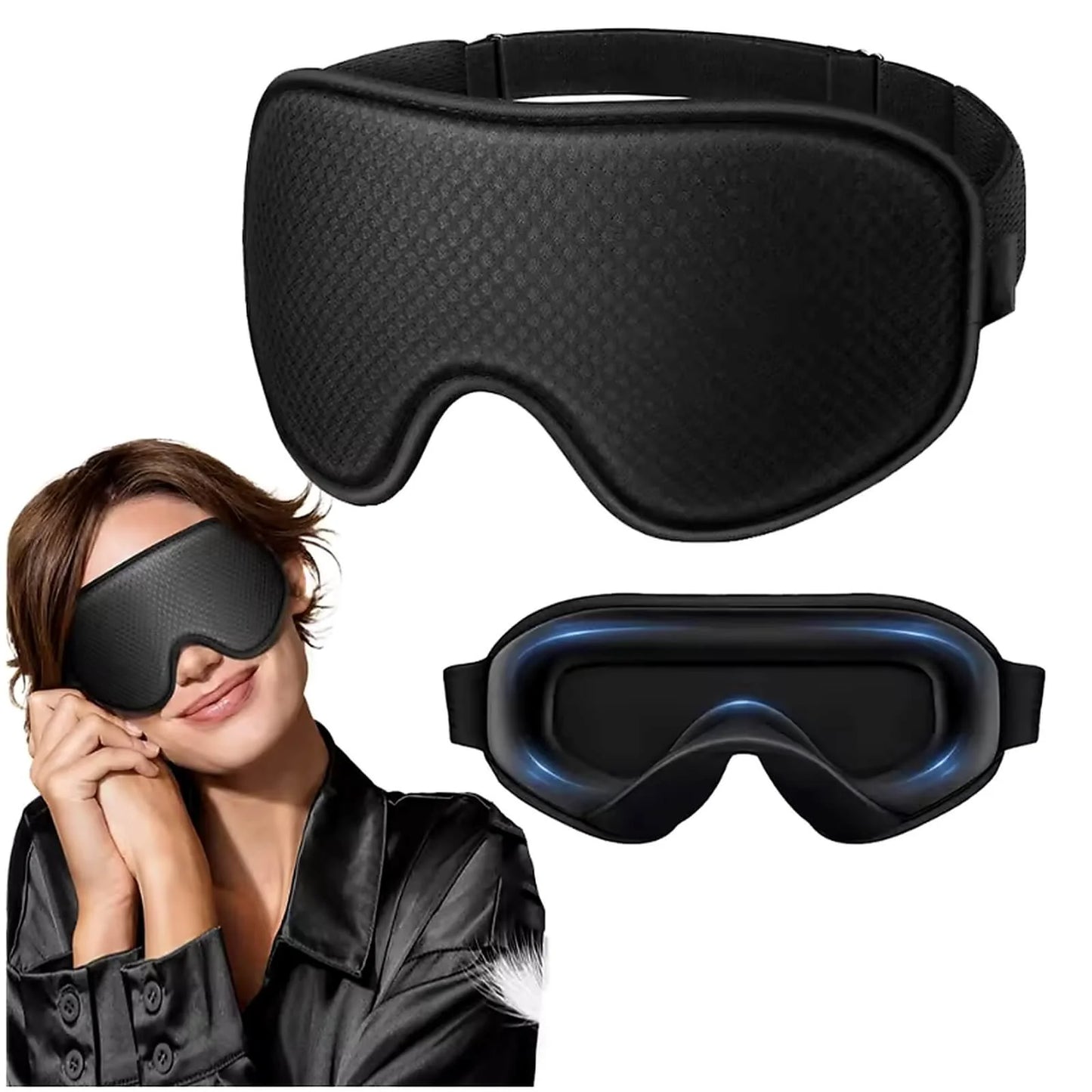 Sleep Mask 3D Contoured Blackout & Adjustable Strap
