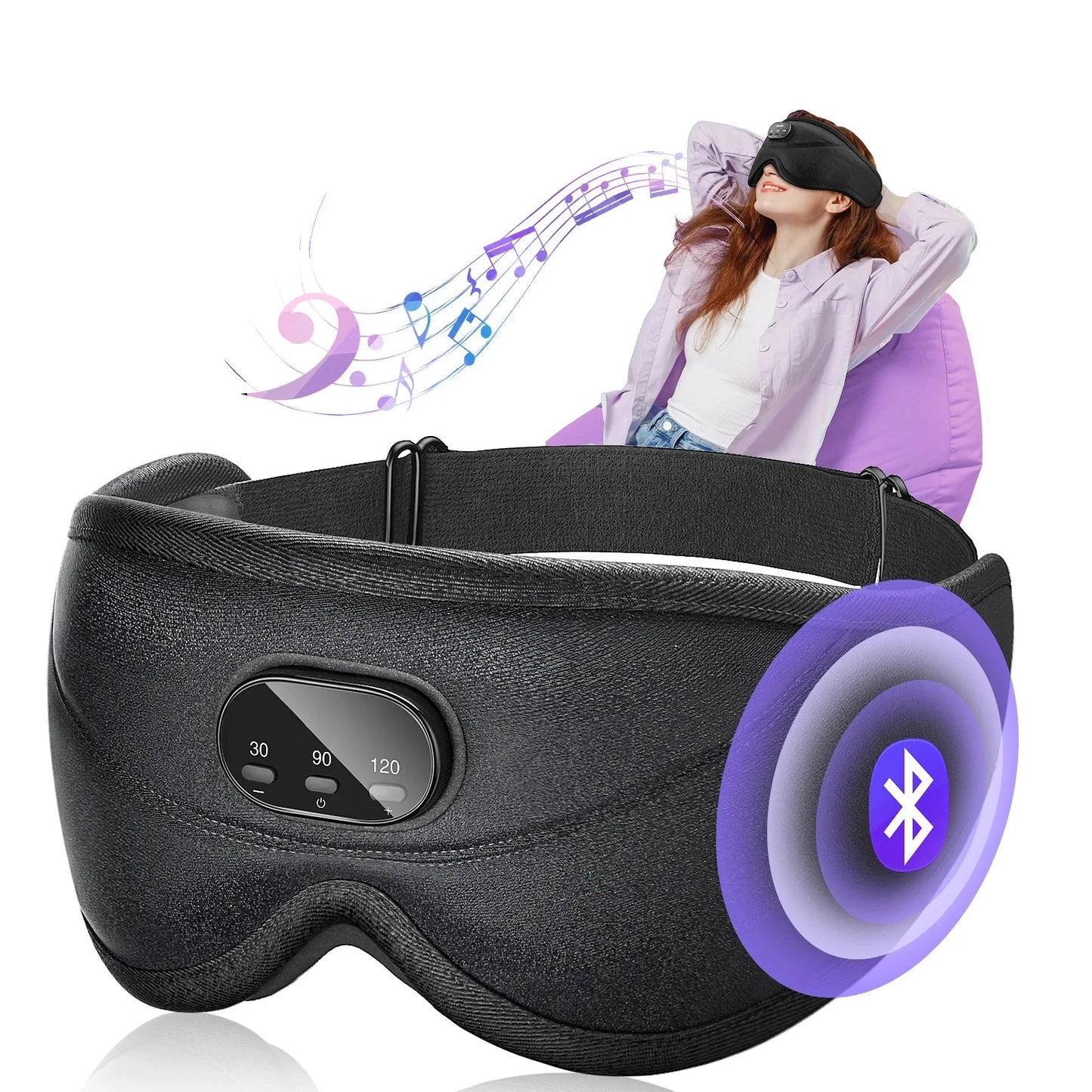 Sleep Mask 3D Contoured Blackout Bluetooth Headphones