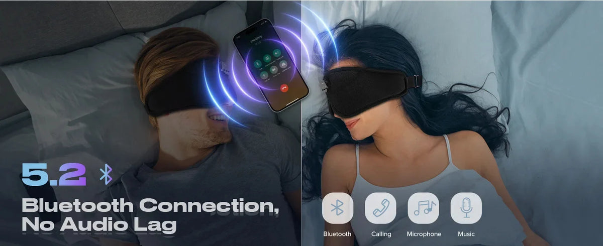 Sleep Mask 3D Contoured Blackout Bluetooth Headphones