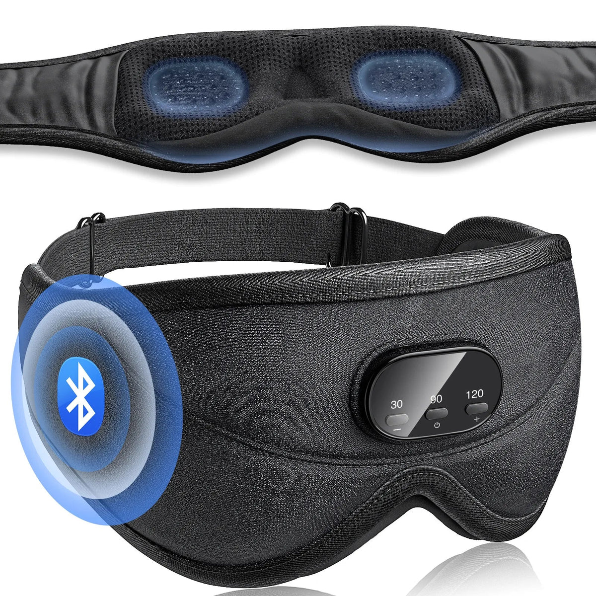 Sleep Mask 3D Contoured Blackout Bluetooth Headphones