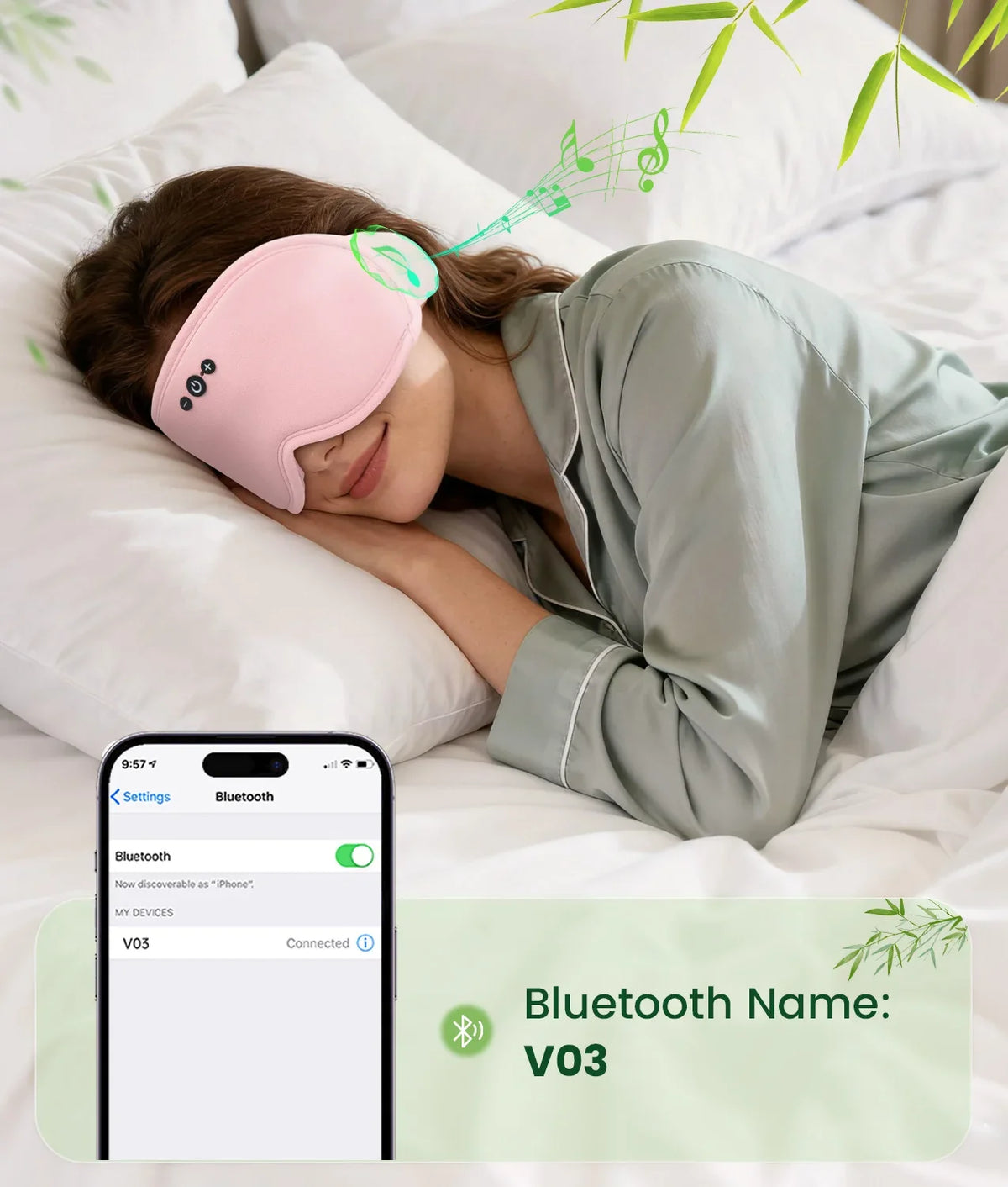 Sleep Mask Bamboo Fiber Bluetooth Audio Light-Blocking