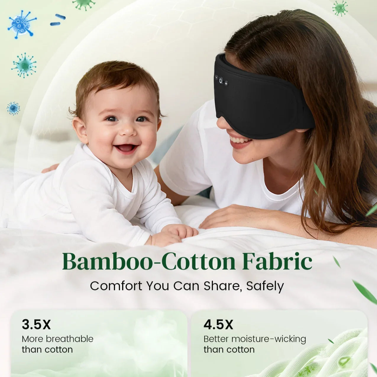 Sleep Mask Bluetooth 3D Contoured Bamboo Fiber