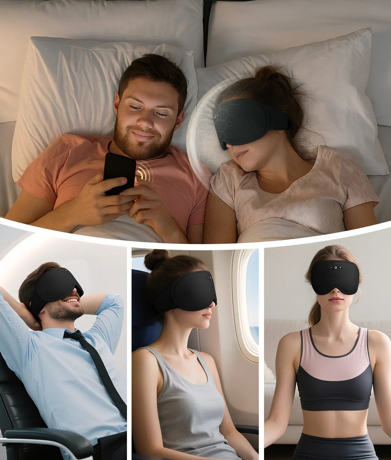 Sleep Mask Bluetooth 3D Contoured Bamboo Fiber