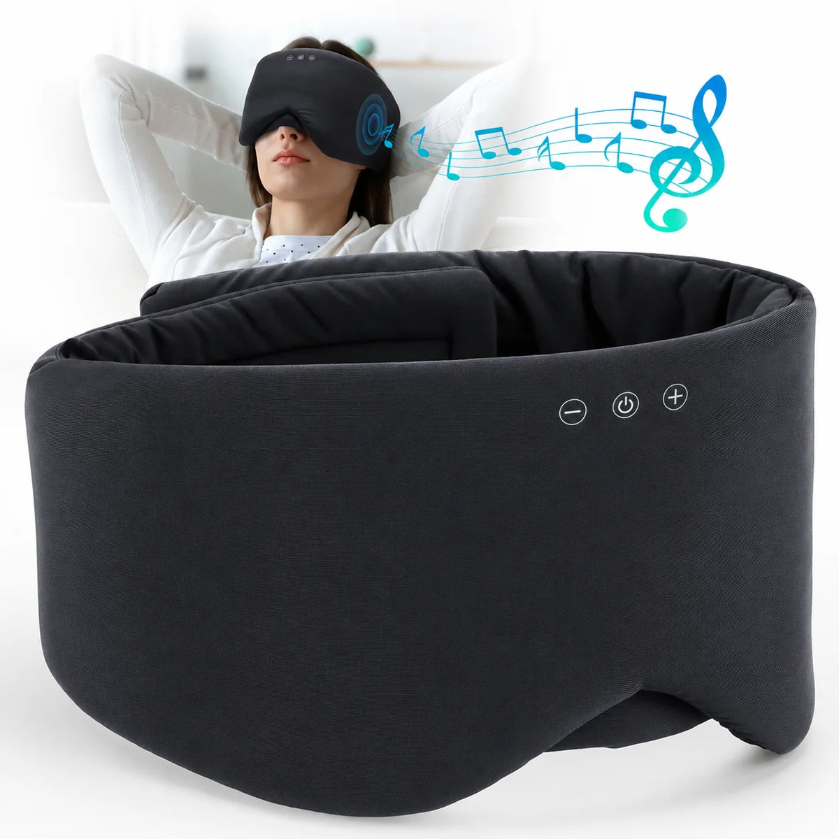Sleep Mask Bluetooth Full Blackout Ultra-Soft Fabric