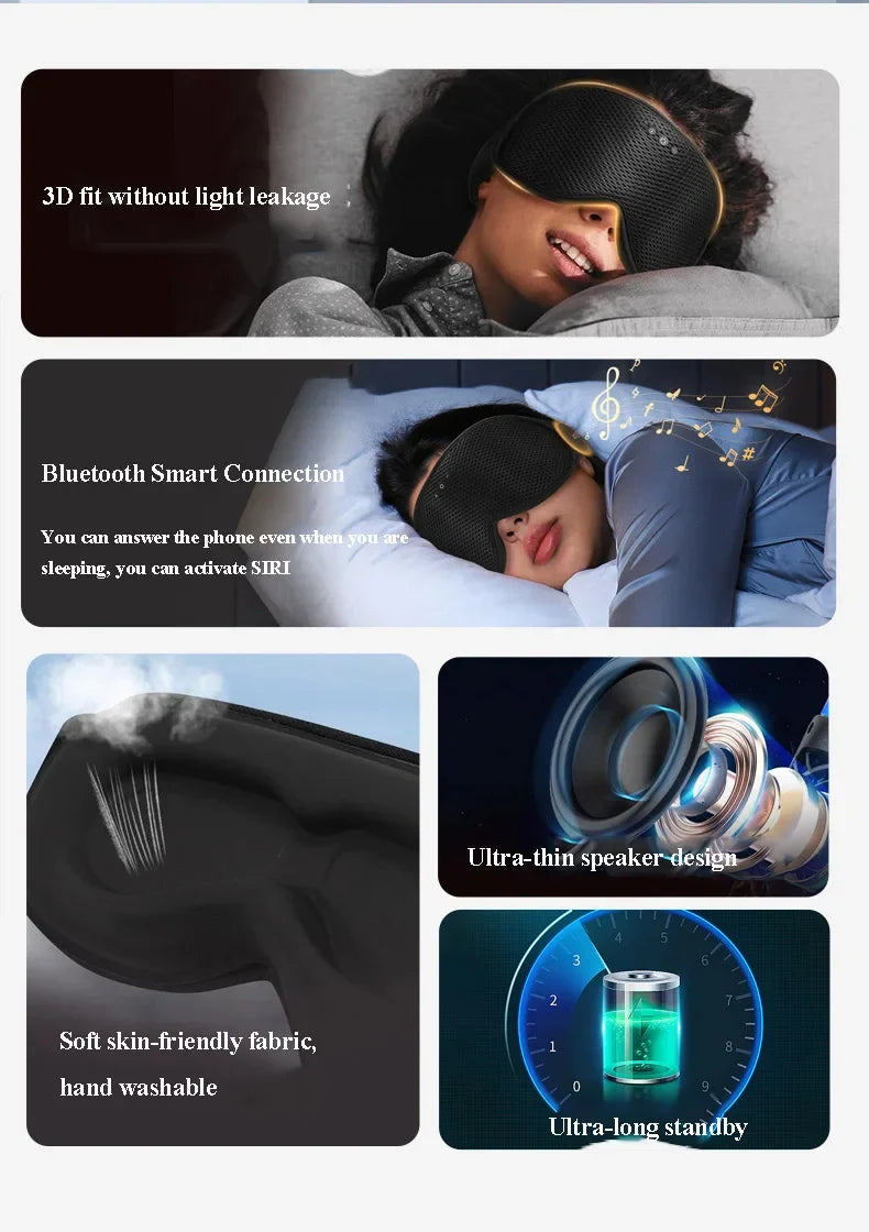 Sleep Mask Contoured Blackout Bluetooth
