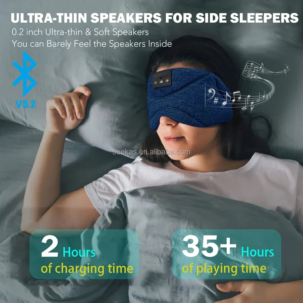 Sleep Mask Light-Blocking Bluetooth Speakers 35-Hour Playback