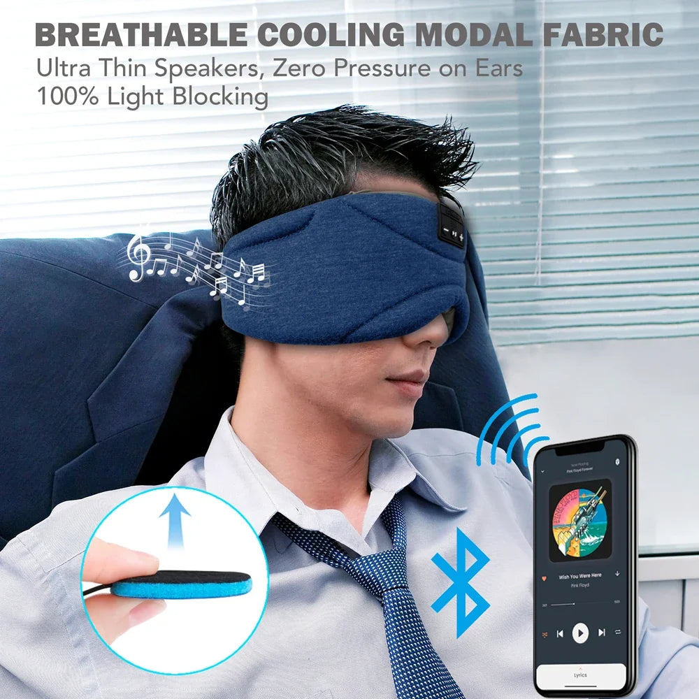 Sleep Mask Light-Blocking Bluetooth Speakers 35-Hour Playback