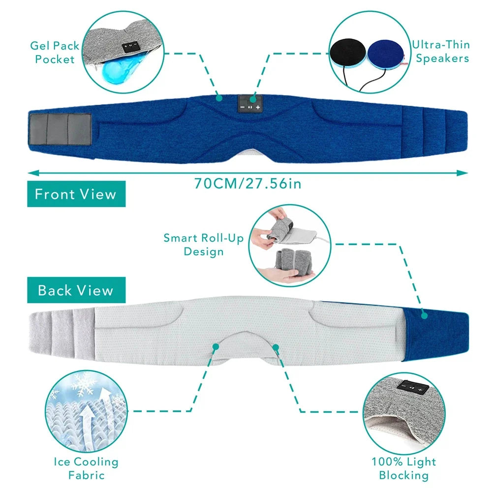 Sleep Mask Light-Blocking Bluetooth Speakers 35-Hour Playback