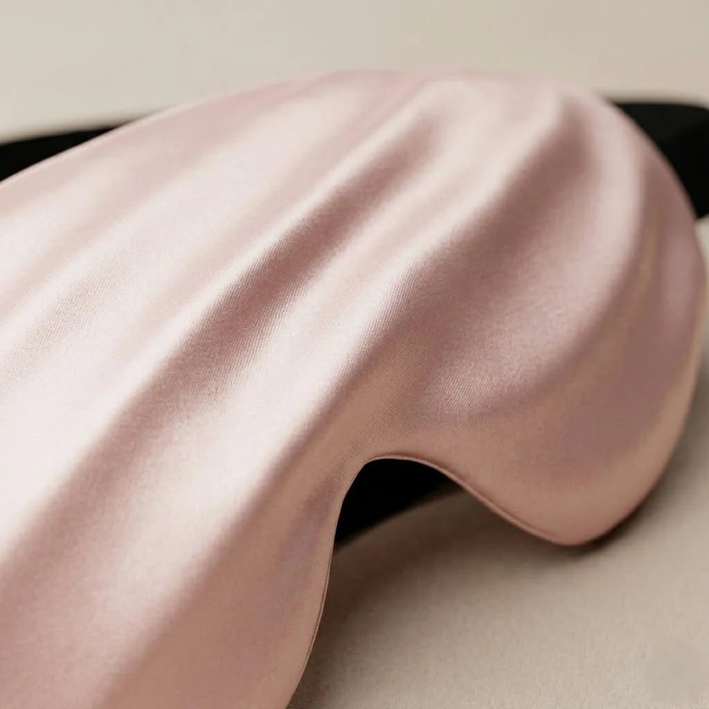 Sleep Mask Mulberry Silk Contoured Light Blocking Adjustable Strap