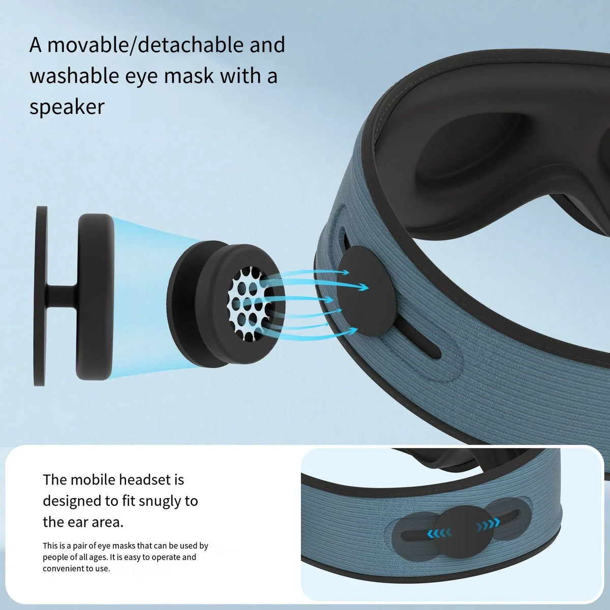 Sleep Mask Oversized Light-Blocking Memory Foam Bluetooth Audio
