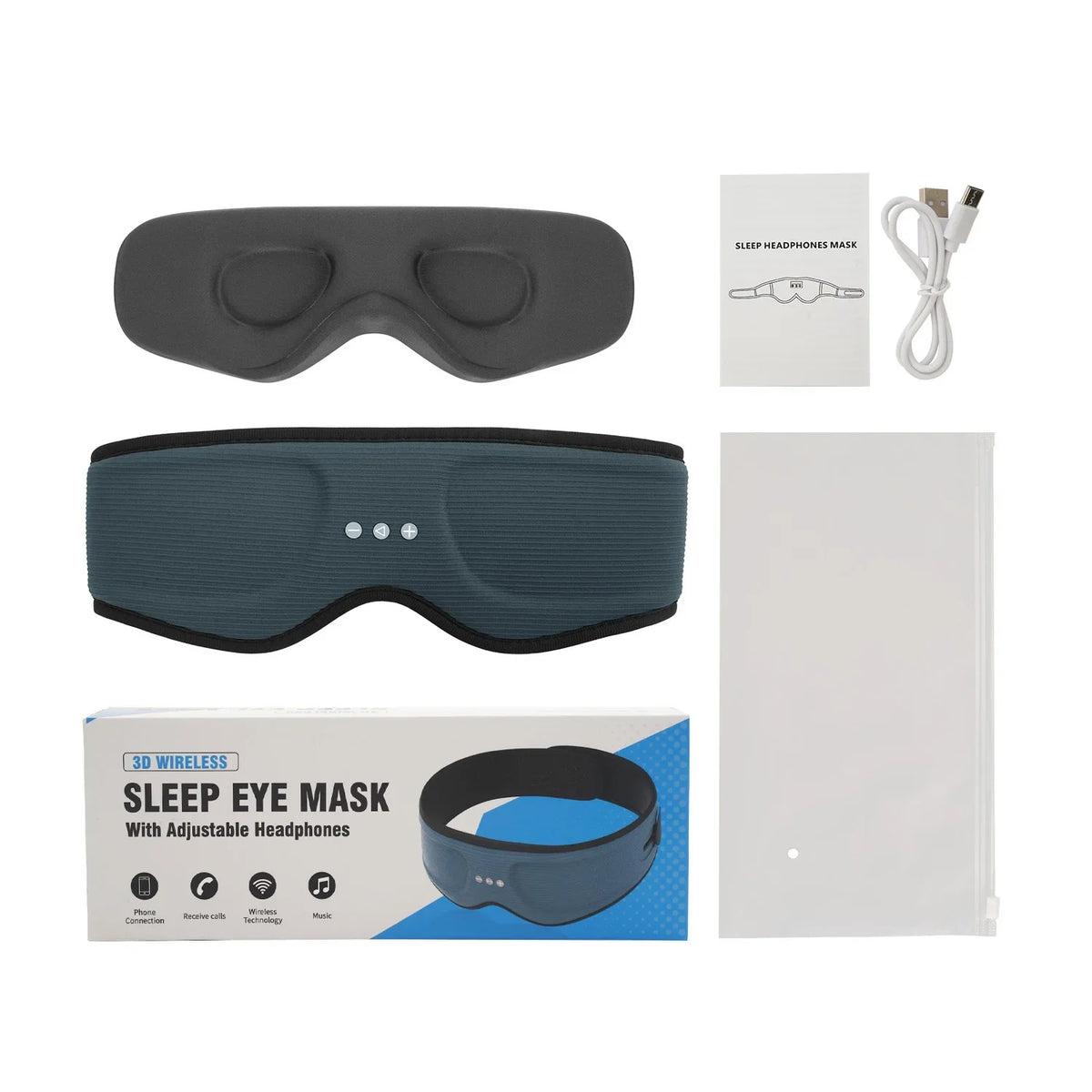 Sleep Mask Oversized Light-Blocking Memory Foam Bluetooth Audio