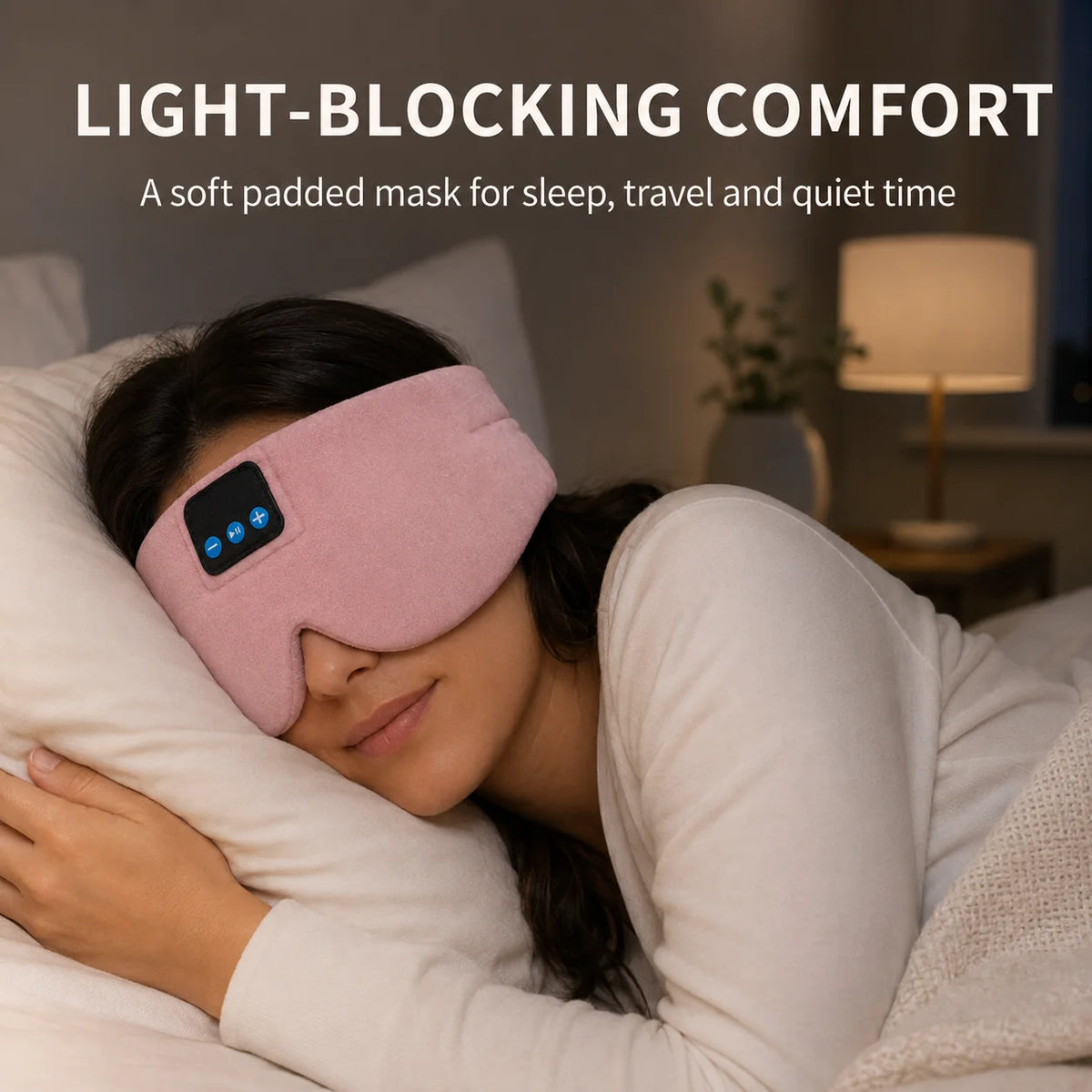 Sleep Mask Silk Lined Full Blackout Bluetooth 12-Hour Battery