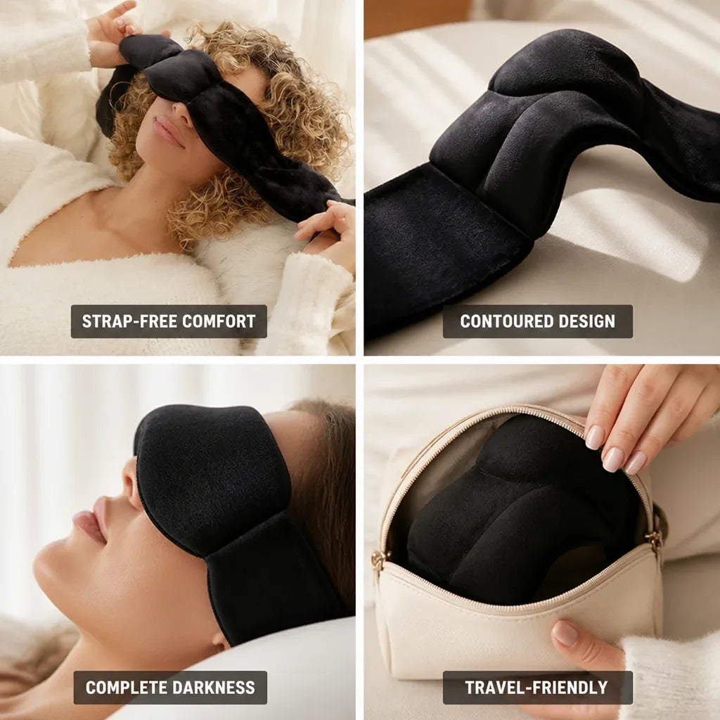 Sleep Mask Strap-Free Contoured Light-Blocking