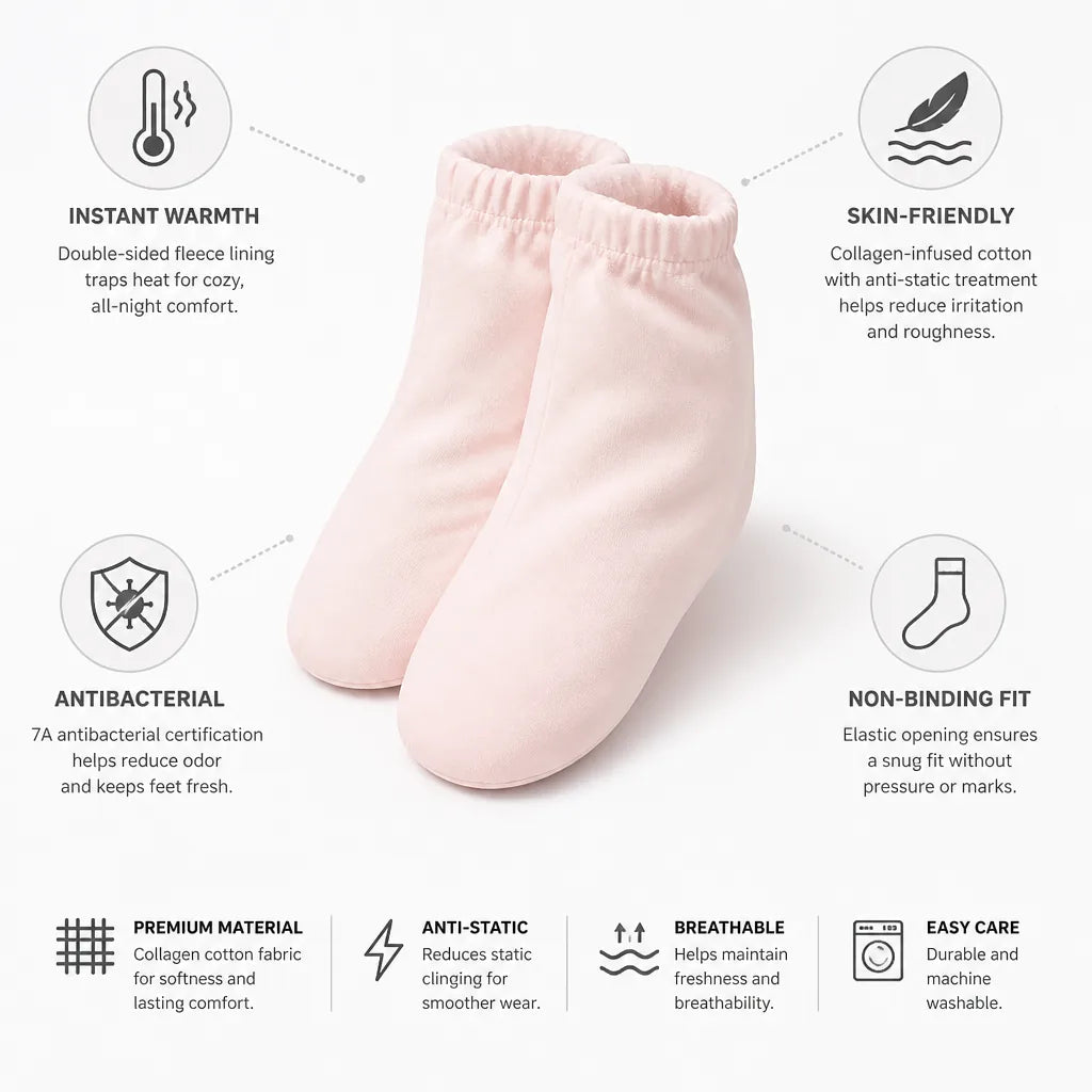 Sleep Socks Fleece-Lined Collagen Cotton Antibacterial