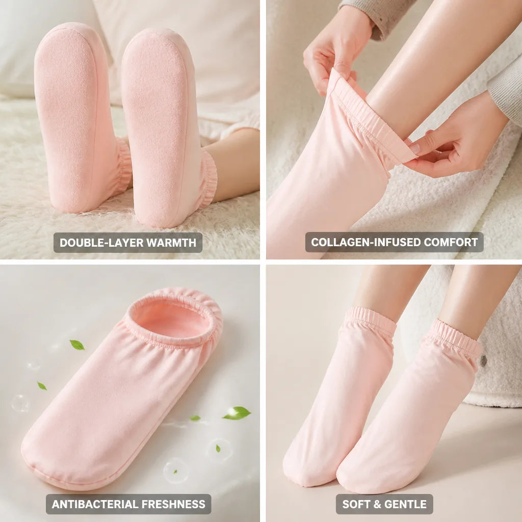 Sleep Socks Women's Fleece-Lined & Collagen-Infused Cotton Antibacterial