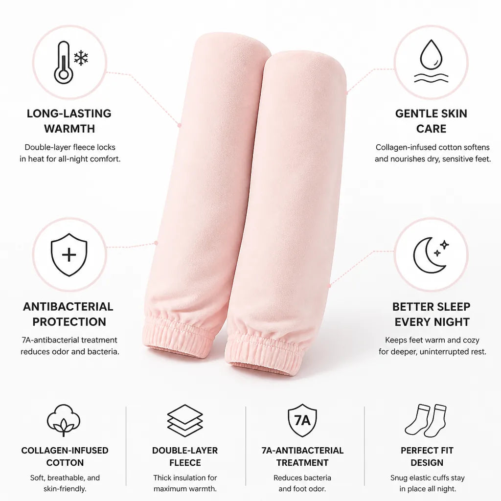 Sleep Socks Women's Fleece-Lined & Collagen-Infused Cotton Antibacterial