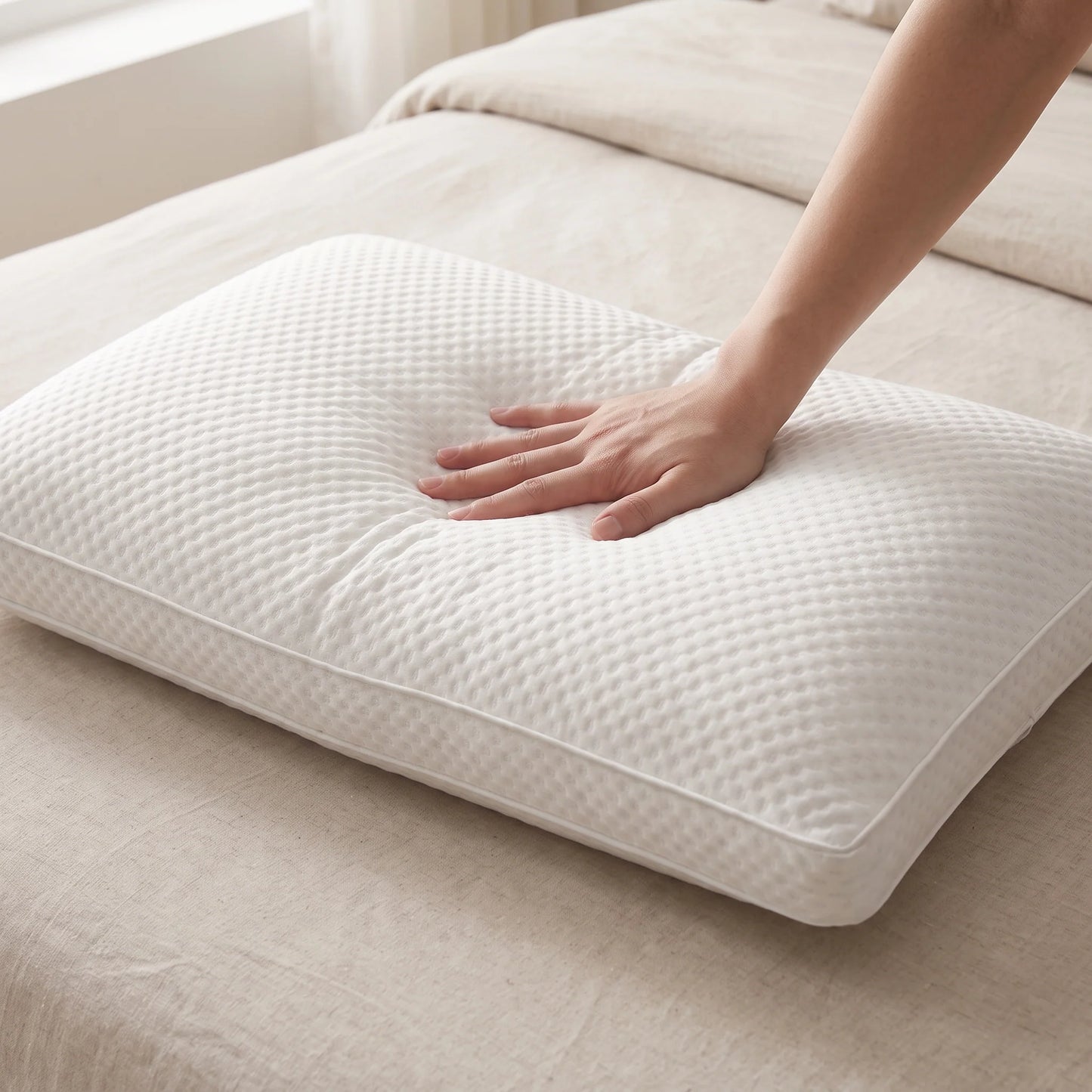 Sleeping Pillow High-Rebound Neck Support Breathable Knit Cover