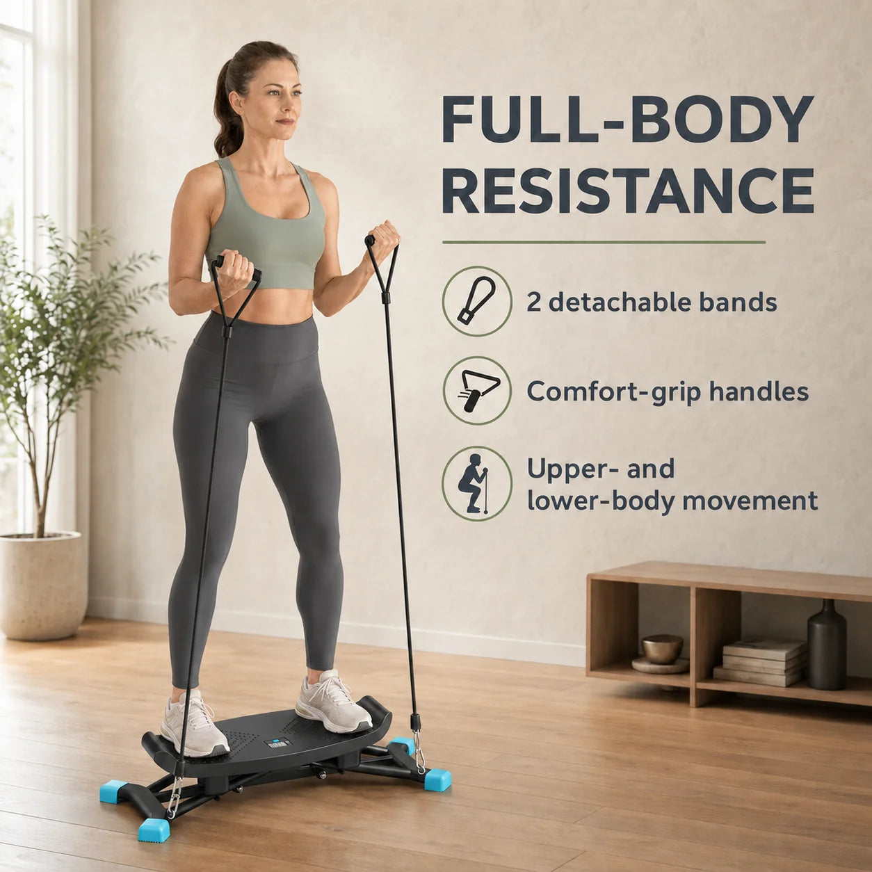 Slide Stepper Ski-Style Resistance Bands 440 Lb Capacity